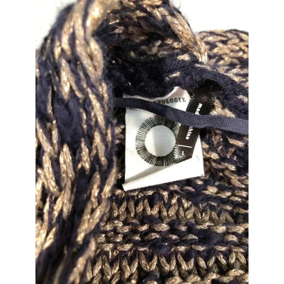 Anthropology Akemi Kin Alta Chunky Longline Cardigan Navy Blue Marled Womens L - Picture 2 of 3